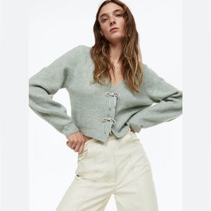 NWT H&M sparkle bow cropped cardigan